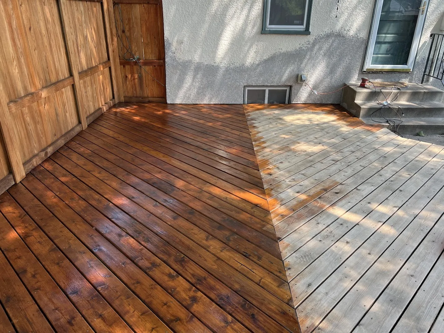 Professional deck restoration in Edina, MN - JVN Exteriors before and after results