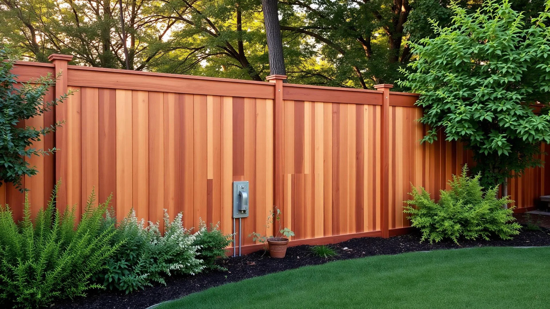 Restored cedar privacy fence in an Edina, MN backyard - JVN Exteriors