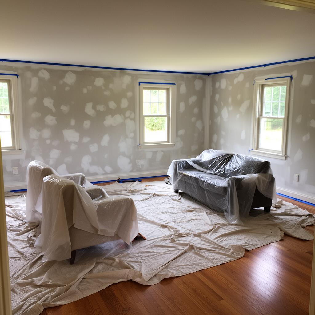Interior wall prep and repair in Edina, MN - filling, sanding, and priming before painting